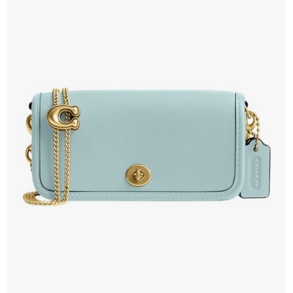 Coach Light Blue Crossbody Bag with Gold Accents